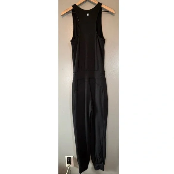 Sweaty Betty XS Gary Jumpsuit Racerback Tank Jogger Black Anthropologie - Picture 5 of 7